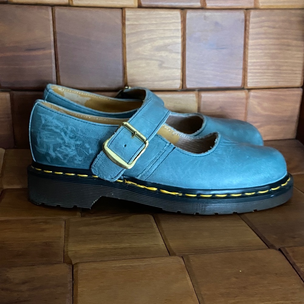 Dr. Martens Vintage Blue Leather Mary Jane Shoes Made in England Women's Size 7 - Picture 4 of 16